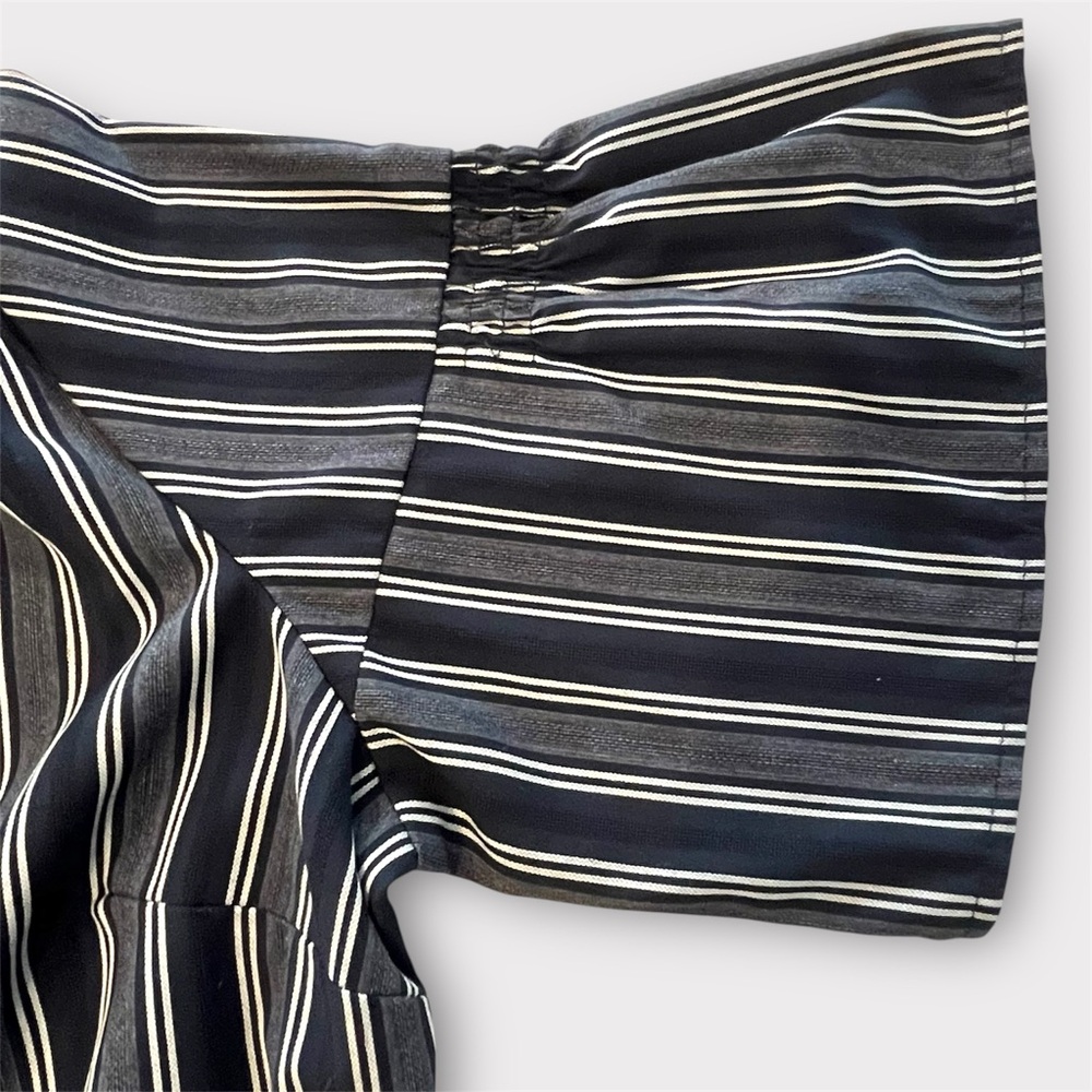 Banana Republic Navy Stripe Ruffled Bell Sleeve Shift Dress - Picture 7 of 11